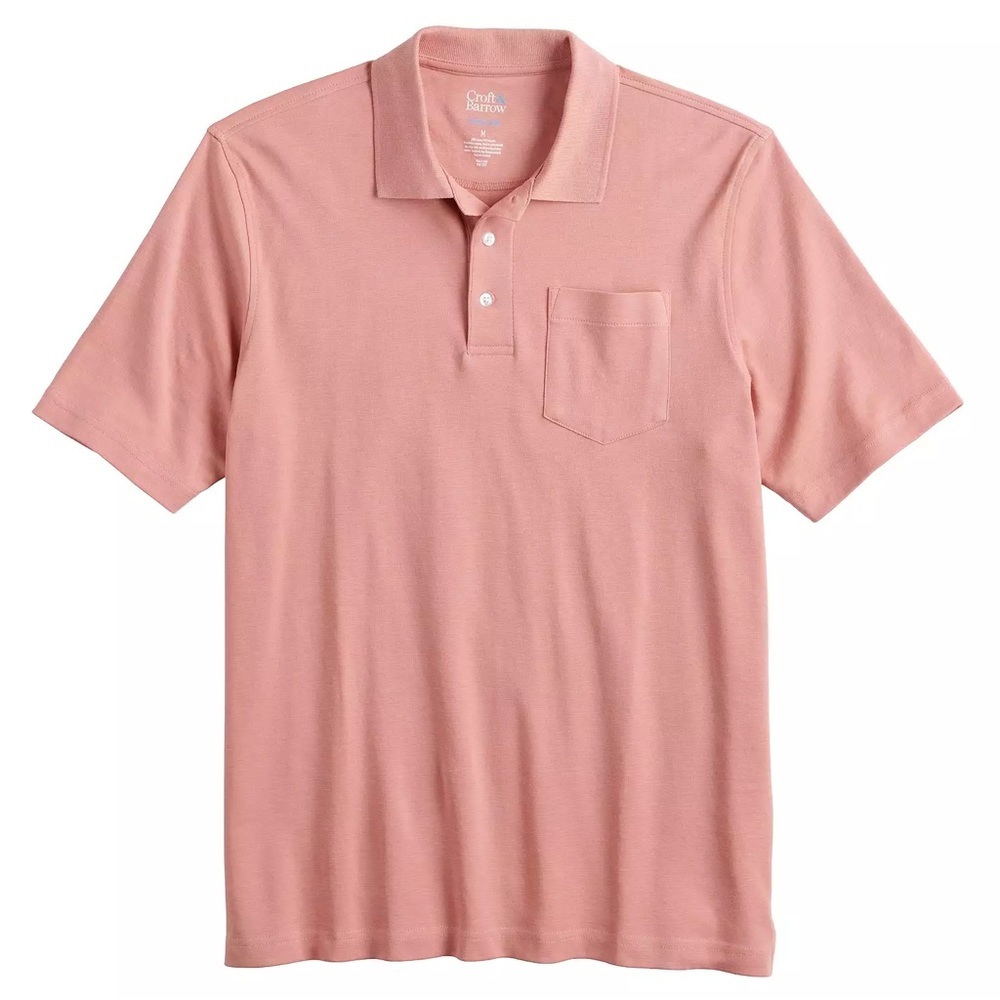 Croft & Barrow • Easy-Care Extra-Soft Pocket Polo – Pink Trolley